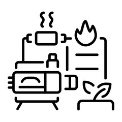 Heating furnace icon in line style