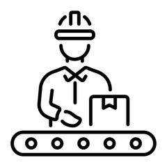 Linear character icon of a manufacturing manager