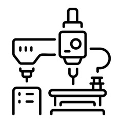 Outline icon depicting an industrial milling machine
