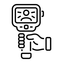 Fototapeta premium A line icon of hand holding thermal camera