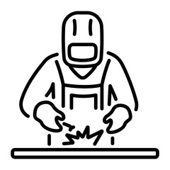 Welder worker linear character icon