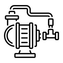A line icon depicting an industrial pump