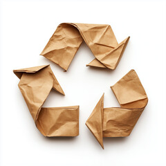 recycle icon made of paper, origami