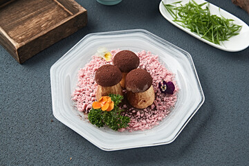 Chocolate dusted silky creamy pudding