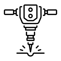 Pneumatic drill machine, outline vector icon