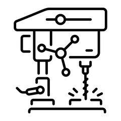 Outline icon of an industrial drill machine 