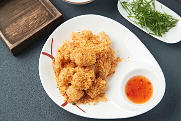 Fried squid balls with bread crumbs