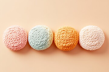 Soft Pastel Yarn Balls in Pink, Blue, Yellow, and White Colors