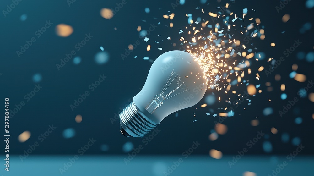 Poster a light bulb exploding in a dark room, illuminating a path forward, symbolizing the guidance and dir