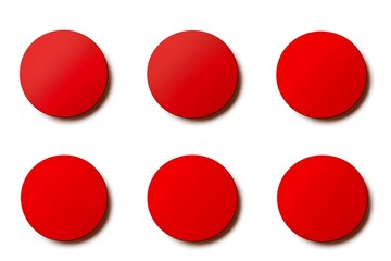 Collection set of red circle stickers isolated on white background.