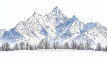 Fototapeta premium Majestic winter wonderland, snowcapped mountains and enchanting snowy forests snowcovered