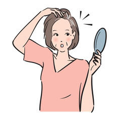 髪のトラブルに悩むミディアムヘアの大人女性