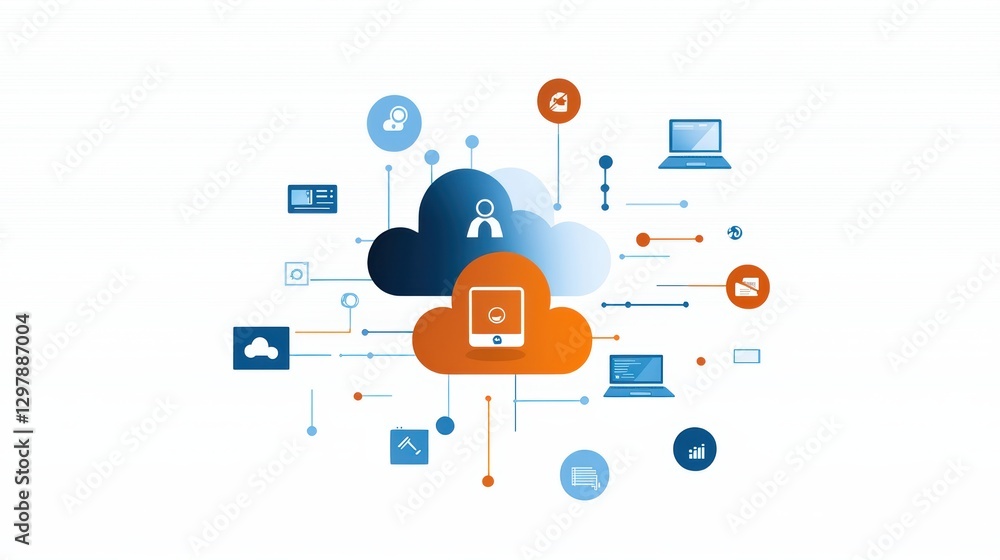 Aufkleber cloud computing infrastructure, data storage, network connectivity, and advanced technology solution