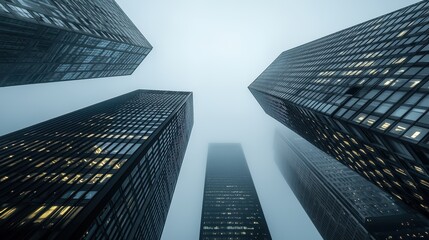 Fototapeta premium Towering skyscrapers dominate the urban landscape, a modern metropolis in the heart of the city