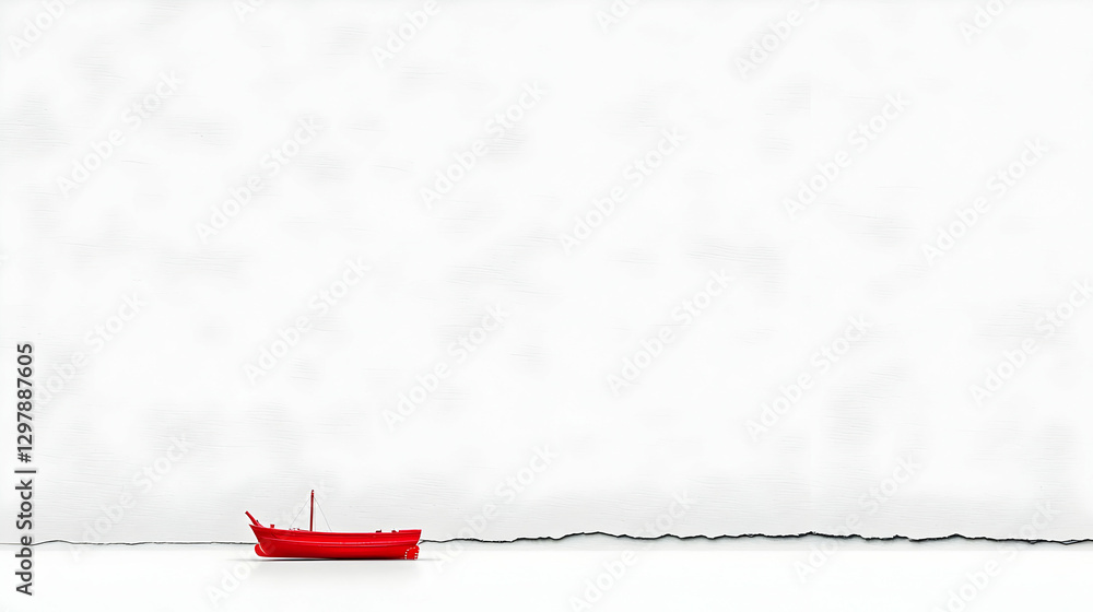 Poster minimalist red geometric object on white surface with abstract background