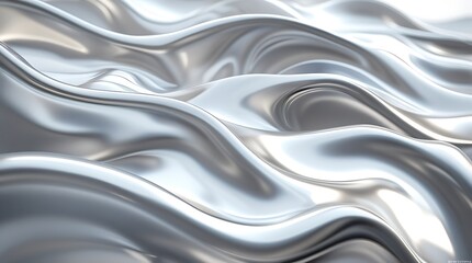 Obraz premium Abstract liquid metal texture with smooth, flowing silver waves and reflective metallic surfaces. Perfect for futuristic designs, luxury branding, and high-tech backgrounds.