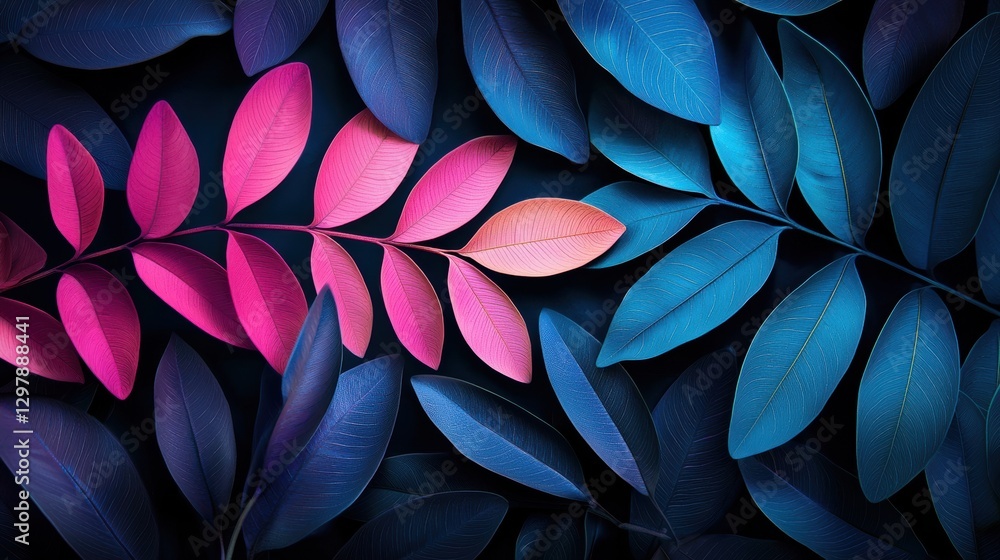 Poster a rectangular neon frame with a soft, diffused glow, illuminating the vibrant colors and textures of