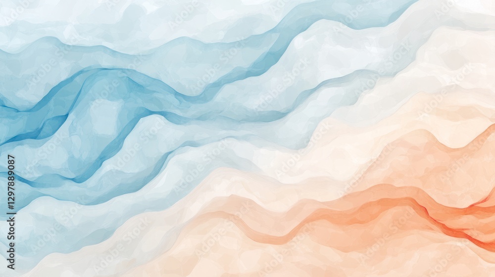 Poster abstract watercolor horizon background with smooth flowing color transitions