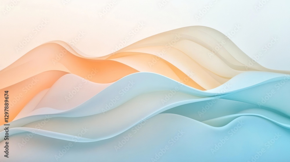 Poster subtle gradients and ethereal flowing waves create a serene abstract landscape