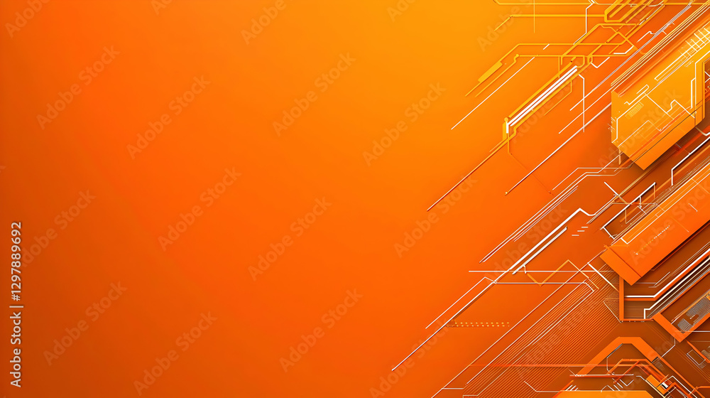 Poster abstract digital orange background with geometric lines and bright light dynamic modern design