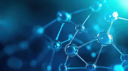 Detailed molecular structure with a bold blue background representing scientific research and innovation