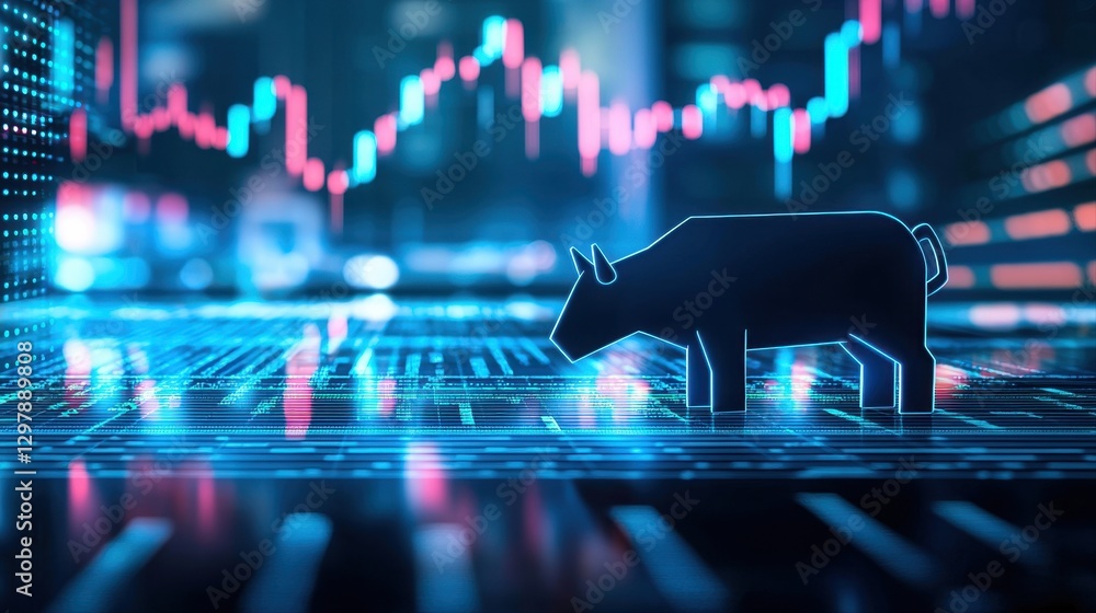Poster imaginative pig positioned on a digital circuit board representing technology integration with agric