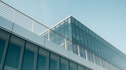 Railing made of stainless steel on the outside of the building