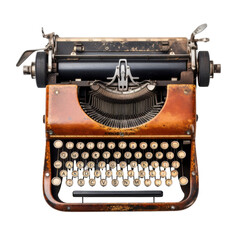 An old fashioned typewriter with a black and white keyboard. isolated on transparent background