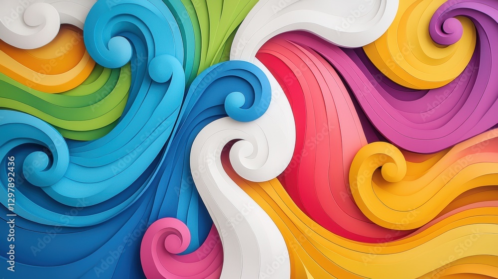 Aufkleber a vibrant and energetic abstract swirl pattern with bold, contrasting colors and fluid, dynamic line