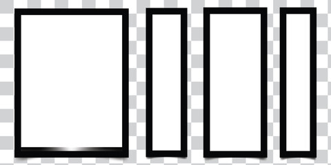 Empty white photo frame. Set realistic photo card frame mockup - vector for stock