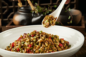 Stir-fried Sour Bamboo Shoots with Rice Pepper and Minced Pork