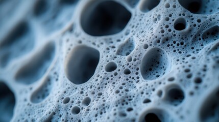 Detailed close-up of a light blue, interlinked cellular pattern, revealing depth and an intricate abstract structure with fluidity.