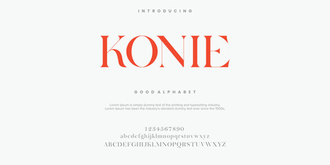 Konie Abstract Fashion font alphabet. Typography typeface uppercase lowercase and number. vector illustration © Luke Project