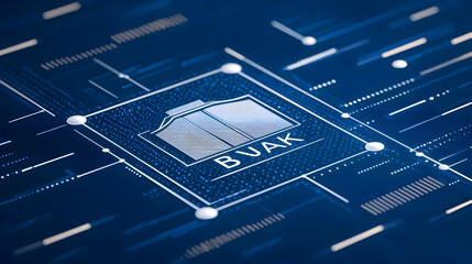 Abstract Digital Circuit Board With Fingerprint Identity Security And Blue Background