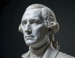 Obraz premium George Washington Sculpture Portrait in White Marble with Detailed Features