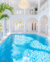 Indoor pool, luxury villa, tropical view