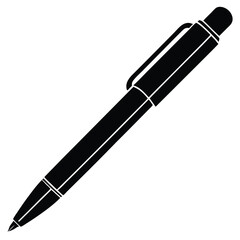 Fountain pen isolated on white background with black and silver design