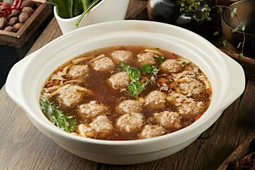 Claypot meatballs with bone broth