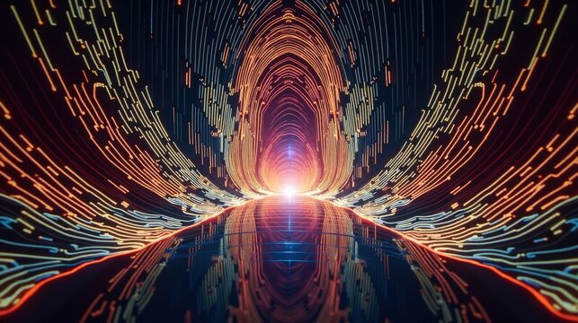 A mesmerizing tapestry of vibrational fractal strings, glowing filaments resonating Art Deco in harmony, infinite dimensions folding into each other