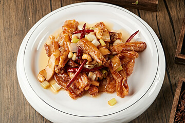 Kung Pao Sweet and Sour Boneless Hairtail with King Oyster Mushroom