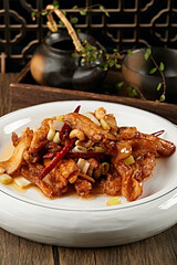 Kung Pao Sweet and Sour Boneless Hairtail with King Oyster Mushroom