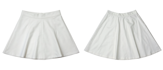 Two white skirts isolated with transparent background