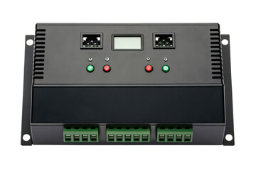 Obraz premium Black solar charge controller isolated with transparent background