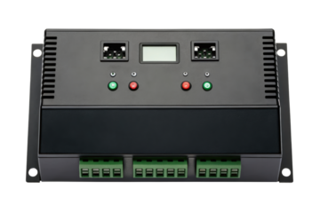 Black solar charge controller isolated with transparent background