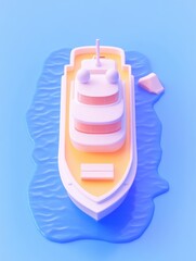 Fototapeta premium Colorful 3d yacht on vibrant water background