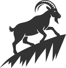 Goat hanging on a steep incline animal vector silhouette