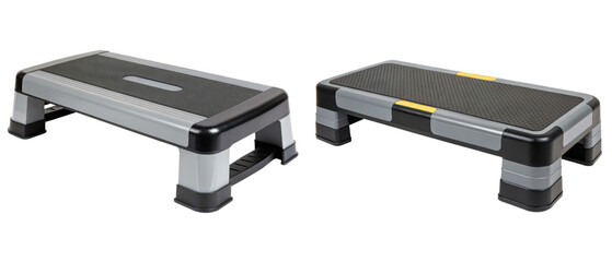 Two aerobic step platforms isolated with transparent background