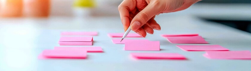 Organizing Ideas with Sticky Notes Strategy Planning for Workflow Management and Creative Thinking