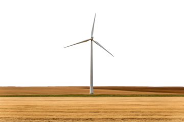 Wind turbine in a field isolated with transparent background