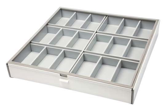 White drawer organizer isolated with transparent background